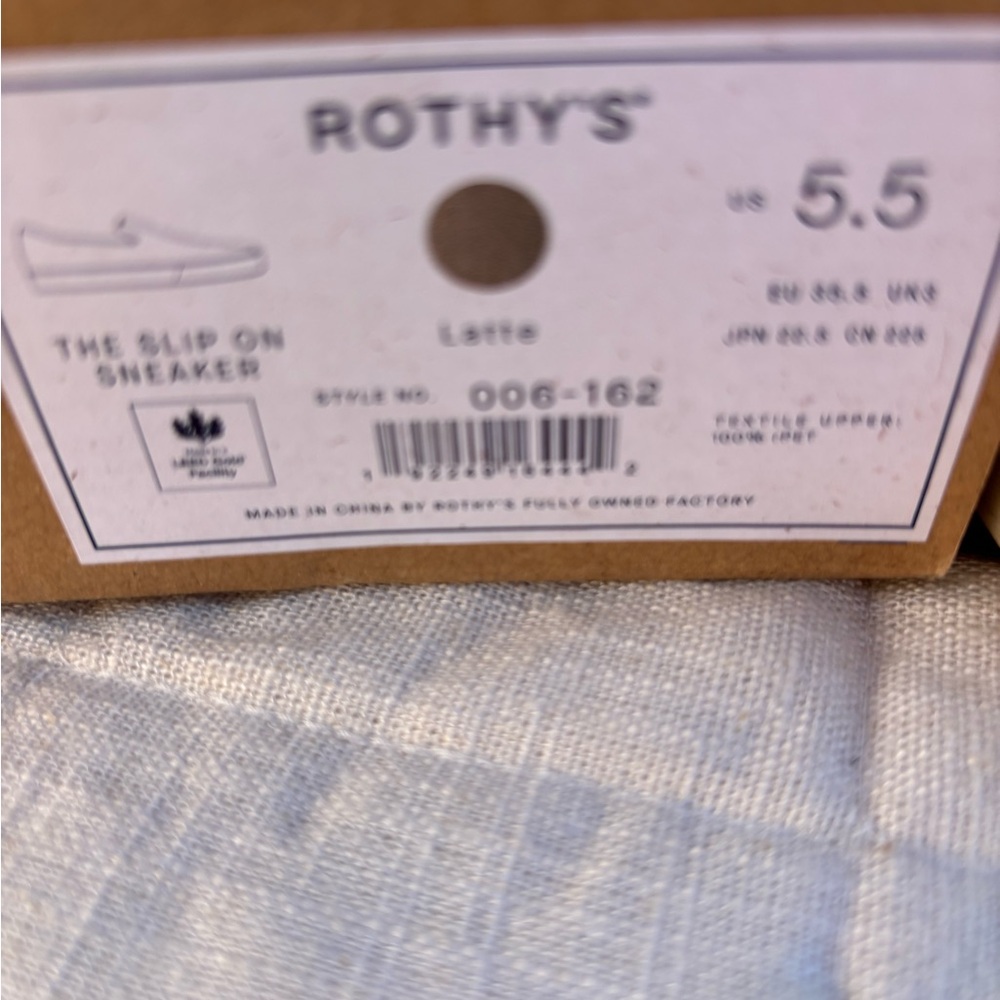 Rothy's Taupe Knit Slip-On Sneakers with Blue Heel Accent - Picture 6 of 7